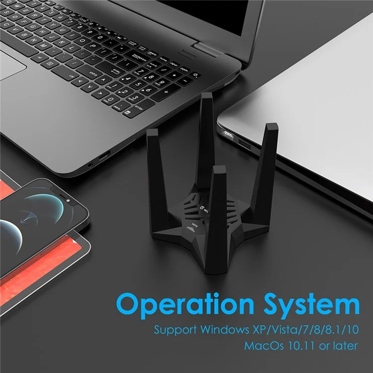 WAVLINK WS-WN693A5-A AC1900 беспроводной двухдиапазонный USB 3.0 адаптер 5G / 2.4G Сетевая карта Wi-Fi с внешними высокомощными антеннами