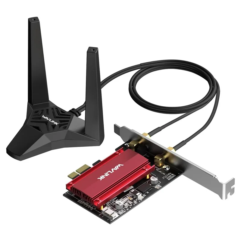 Cartão de Rede Bluetooth 5.3 WAVLINK WS-WN675X3-PCIE-A Tri-band 5400Mbps WiFi 6E PCIe Adaptador Sem Fio