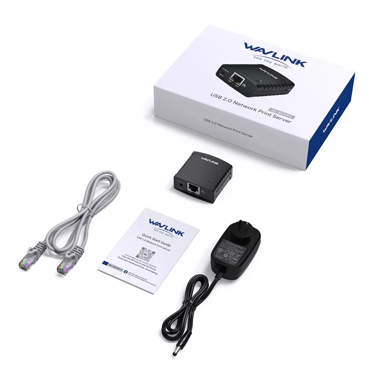 WAVLINK NU72P11 USB 2.0 Ethernet Network Printer Power Adapter 100Mbps Network Print Server - AU Plug
