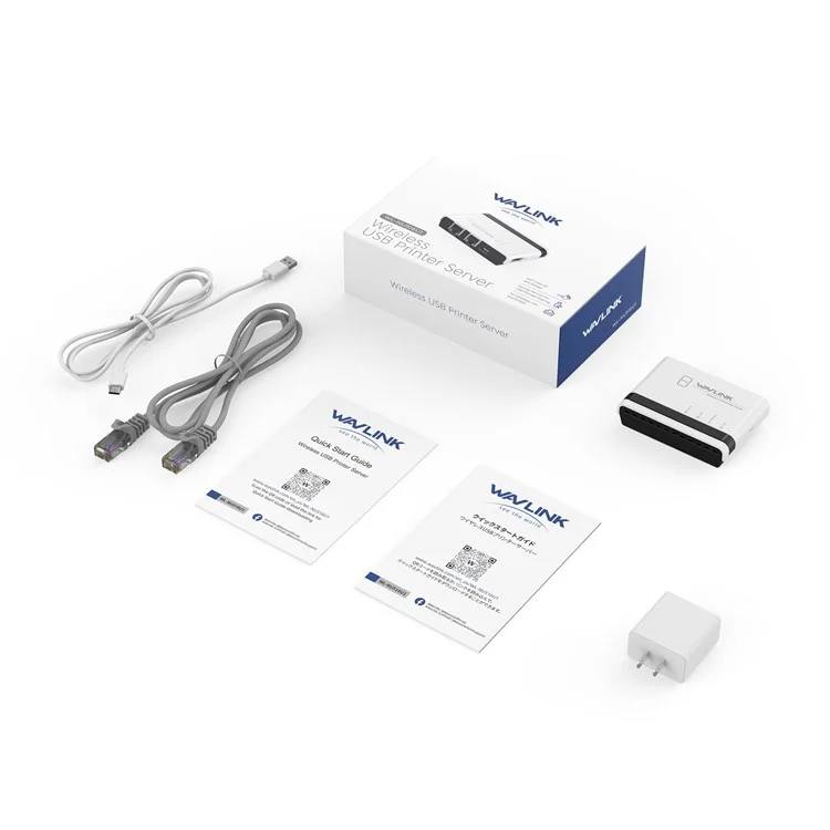 WAVLINK NU516U1 Wireless USB Print Server with 10 / 100Mbps LAN / Bridge WiFi USB2.0 Wireless Printer Server - UK Plug