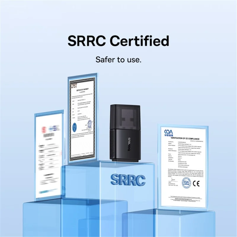 BASEUS FastJoy Series Plug and Play 300Mbps 2.4G WiFi Adapter with Built-in Antenna - Black