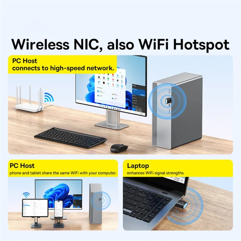 BASEUS FastJoy Series Plug and Play 300Mbps 2.4G WiFi Adapter with Built-in Antenna - Black