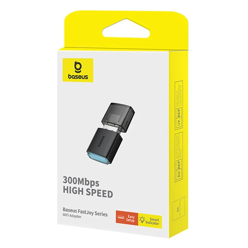 BASEUS FastJoy Series Plug and Play 300Mbps 2.4G WiFi Adapter with Built-in Antenna - Black