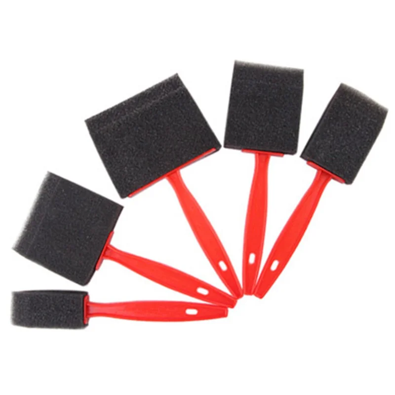HM-024-5 5Pcs / Set Kids Paint Brushes Plastic Handle Sponge Head Drawing Brushes Graffiti Tool
