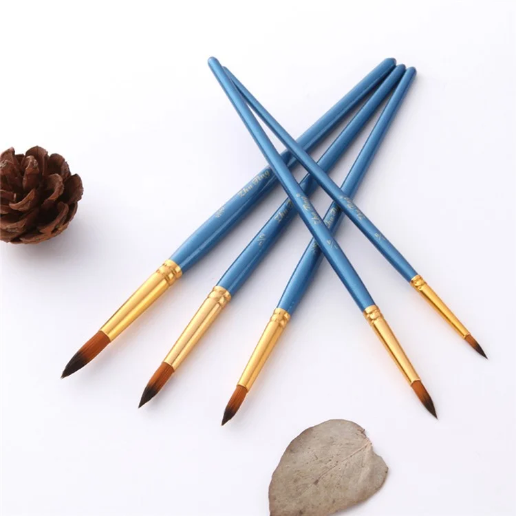 ZHUTING 5Pcs Paint Brush Set for Gouache, Watercolor, and Oil Painting Nylon Tip Drawing Brushes - Flat