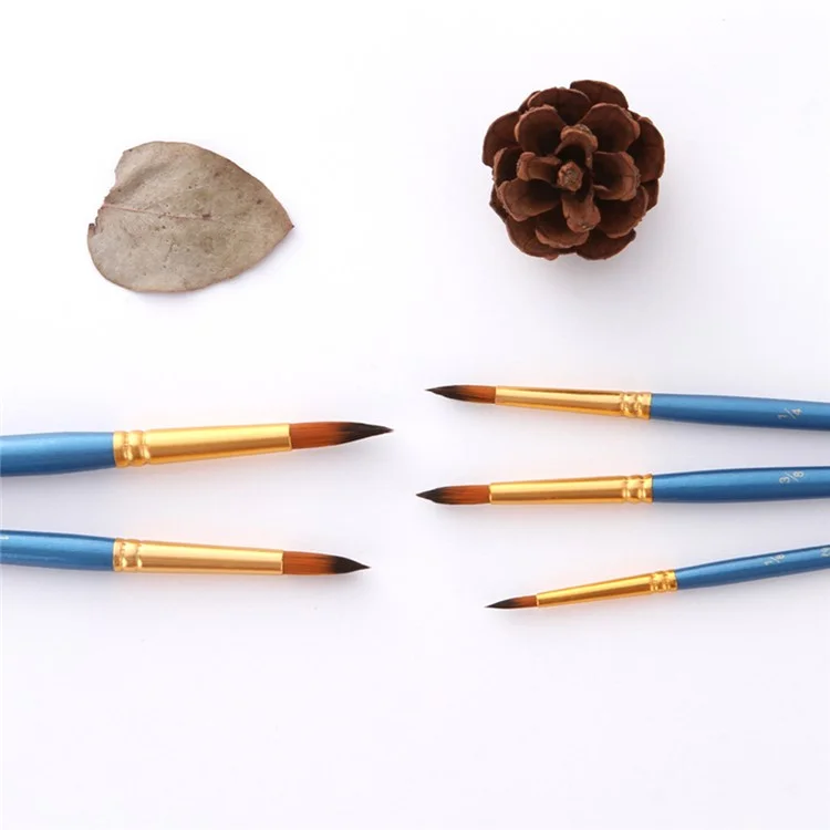 ZHUTING 5Pcs Paint Brush Set for Gouache, Watercolor, and Oil Painting Nylon Tip Drawing Brushes - Flat