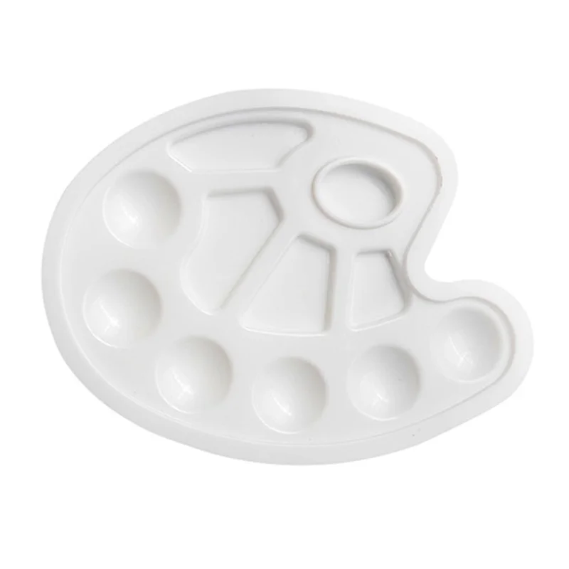 Fish Shaped Kid's Plastic Paint Tray Oil Painting Palette for Student DIY Craft Class with 10 Wells