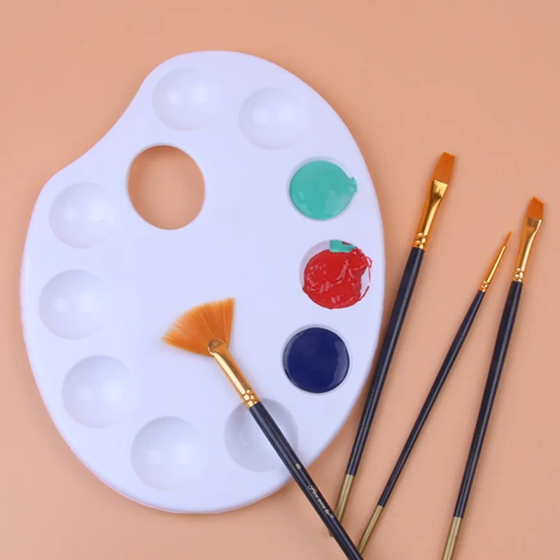 Paint Tray Palette Plastic Watercolor Painting Pallet Plastic Artist Paint Tray with Thumb Hole and 10 Wells