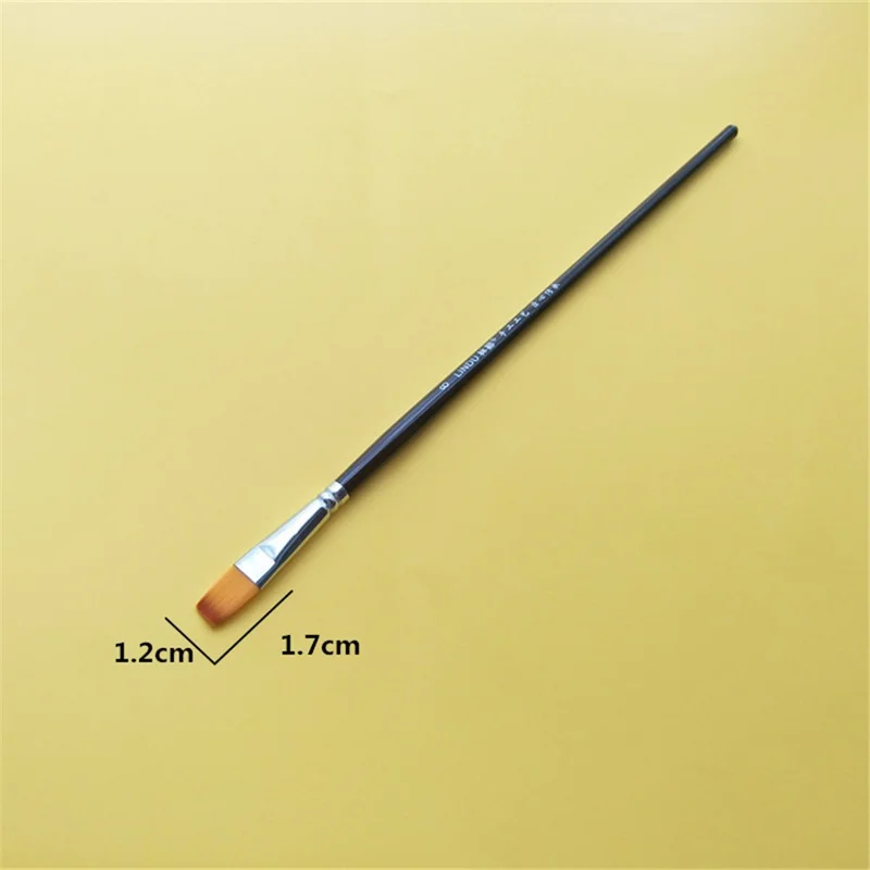 LINDU 6Pcs Flat Nylon Tips Paint Brush Set Wooden Handle Painting Brushes with 2 / 4 / 6 / 8 / 10 / 12 Paintbrush