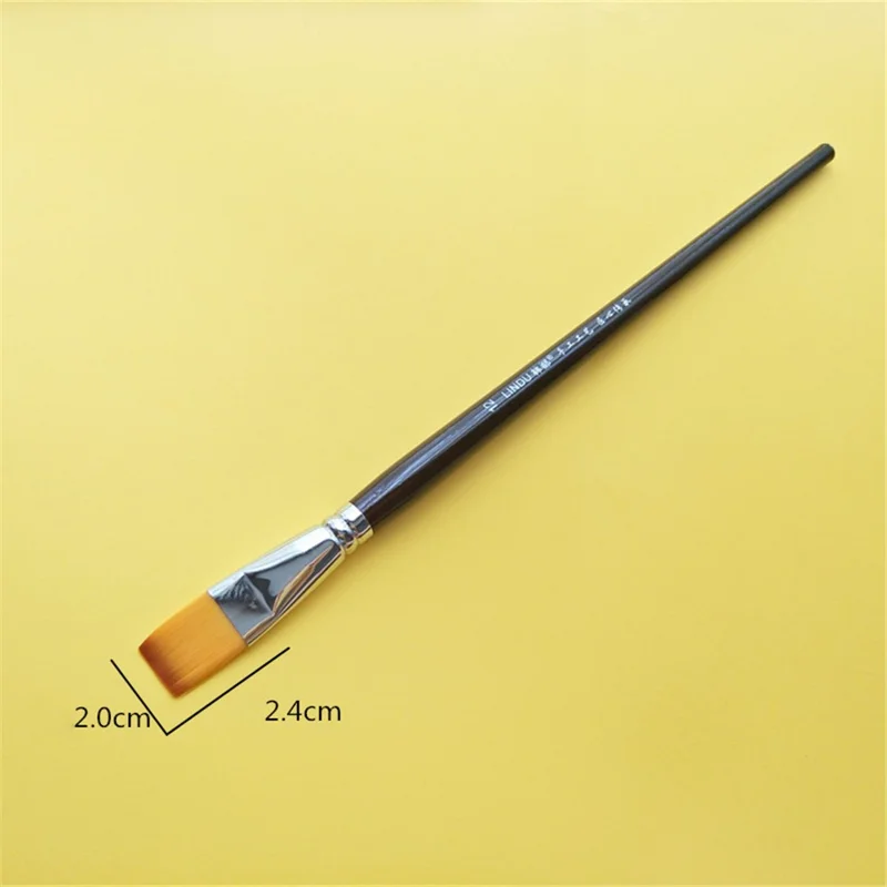 LINDU 6Pcs Flat Nylon Tips Paint Brush Set Wooden Handle Painting Brushes with 2 / 4 / 6 / 8 / 10 / 12 Paintbrush