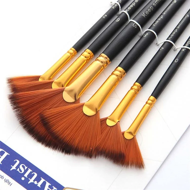 KEEP SMILING A6088 6Pcs / Set Fan-shaped Paintbrushes Nylon Bristles Acrylic Watercolor Oil Painting Brushes