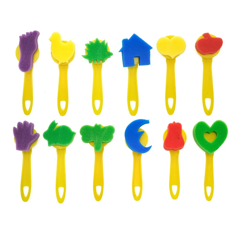 Paint Sponges Set for Kids 36Pcs Early Learning Toddlers Sponge Paint Brushes Stamps Foam Art Craft Drawing Tools