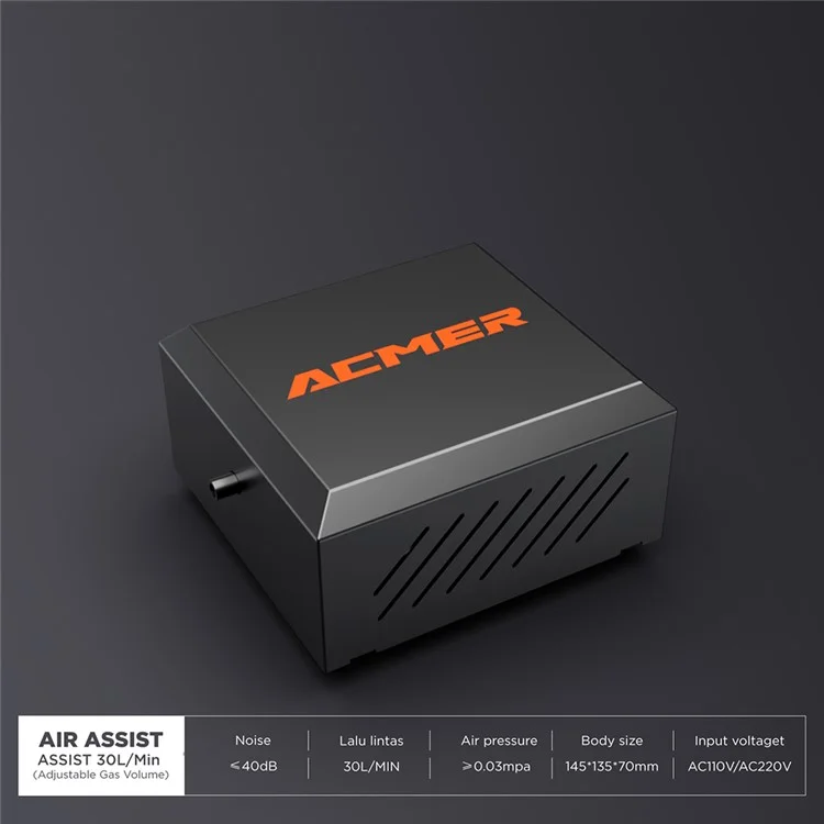 Kit d'assistance air ACMER C4 Laser Engraver 30L / Min Air Volume Low Noise Air Pump