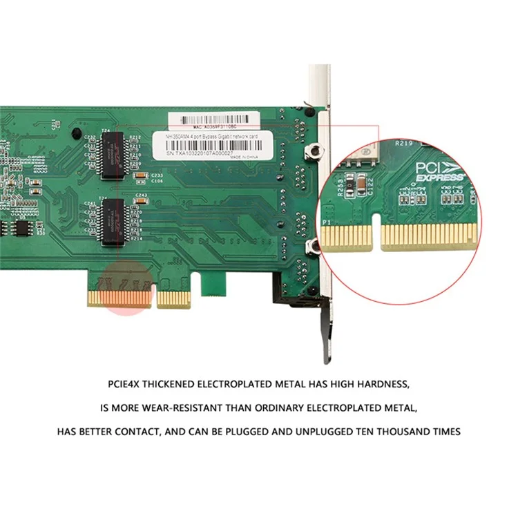 Adaptateur Ethernet à 4 ports Gigabit avec bypass et alimentation interrompue TXA103 PCI-E 4X 1G pour serveur