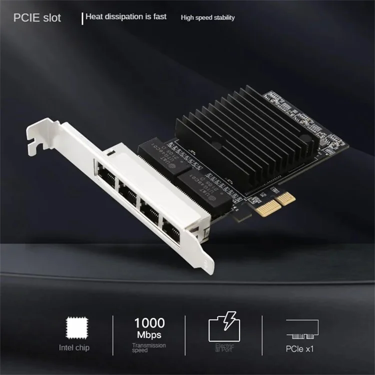 TXA198 LAN-Karte Intel 82571 Chip PCIe1X 1G Vier-Port RJ45 Gigabit-Netzwerkkarte