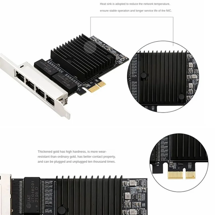 TXA198 LAN-Karte Intel 82571 Chip PCIe1X 1G Vier-Port RJ45 Gigabit-Netzwerkkarte