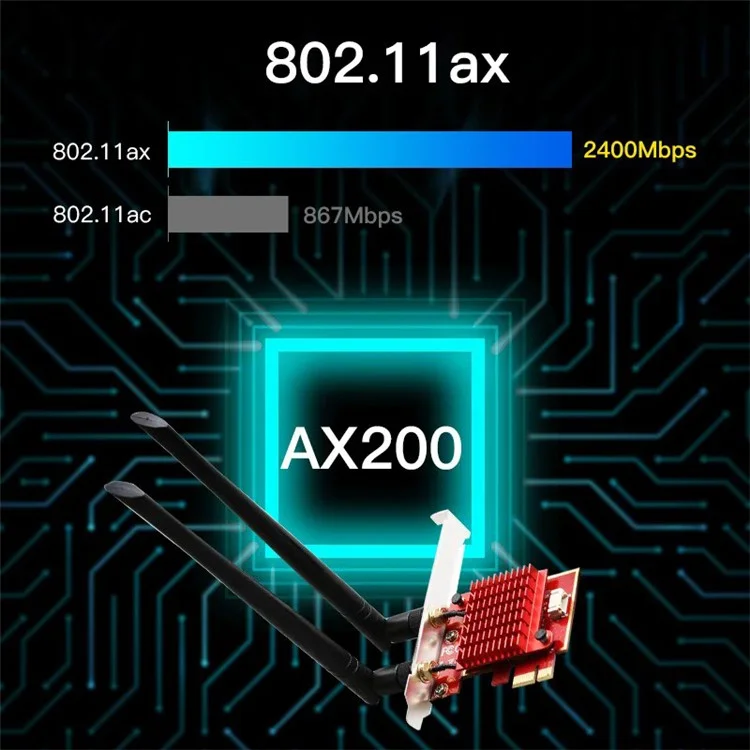 TXA083 AX200 2.4G / 5G Dual Band Gigabit Bluetooth WiFi6 Scheda di rete wireless PCIE 