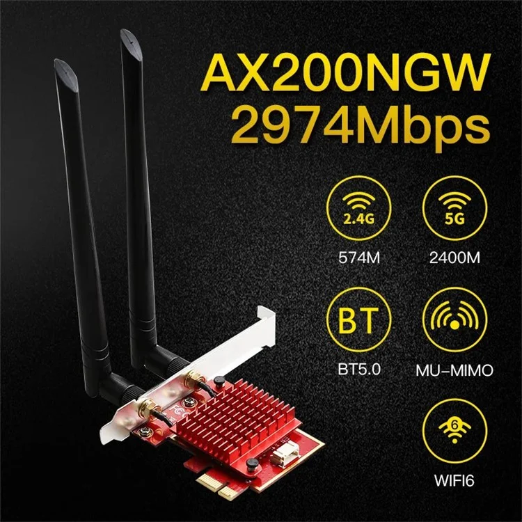 TXA083 AX200 2.4G / 5G Dual Band Gigabit Bluetooth WiFi6 Scheda di rete wireless PCIE 