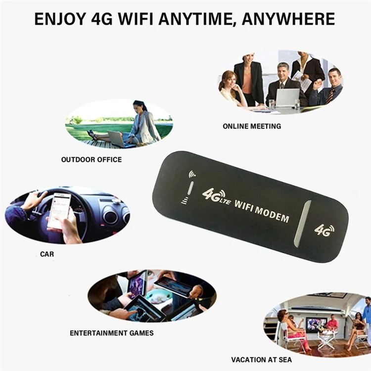 4G LTE B1 / B3 / B5 USB Modem Wifi Dongle 150mbps Mini Enrutador de Punto Wifi Móvil - Negro