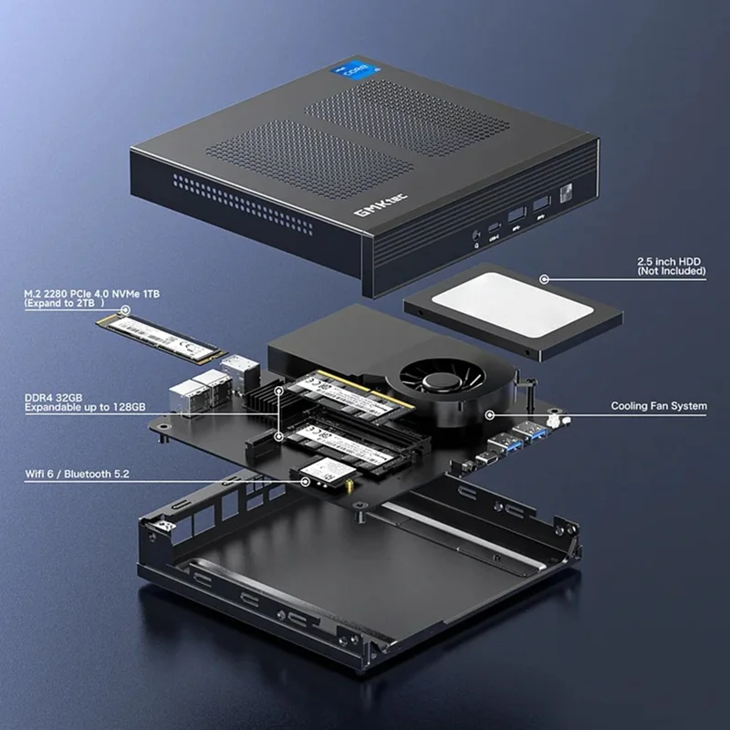 GMKTEC M4 16GB+1TB Mini PC Windows 11 Pro Desktop Computer - EU Plug