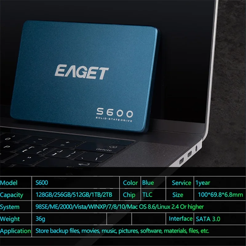 EAGET S600 SSD 2,5 cala SATA III Wewnętrzny Dysk SSD - 1 TB