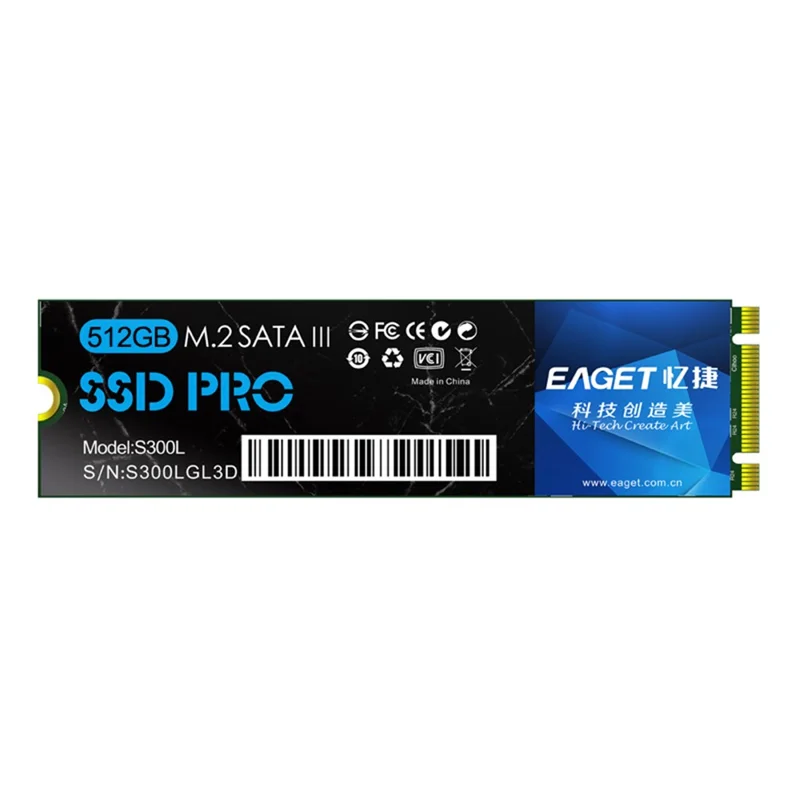 EAGET S300L Shockproof SSD M.2(NGFF) Solid State Drive High Speed Compact SSD for PC Laptop - 512GB