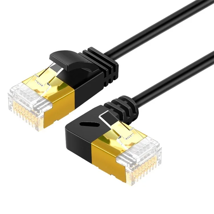 CABLECREATION CL0257 1m Elbow Design Cat7 Ethernet Cable Gigabit RJ45 LAN Cable 10Gbps Shielded Internet Network Patch Cord - Left Angle