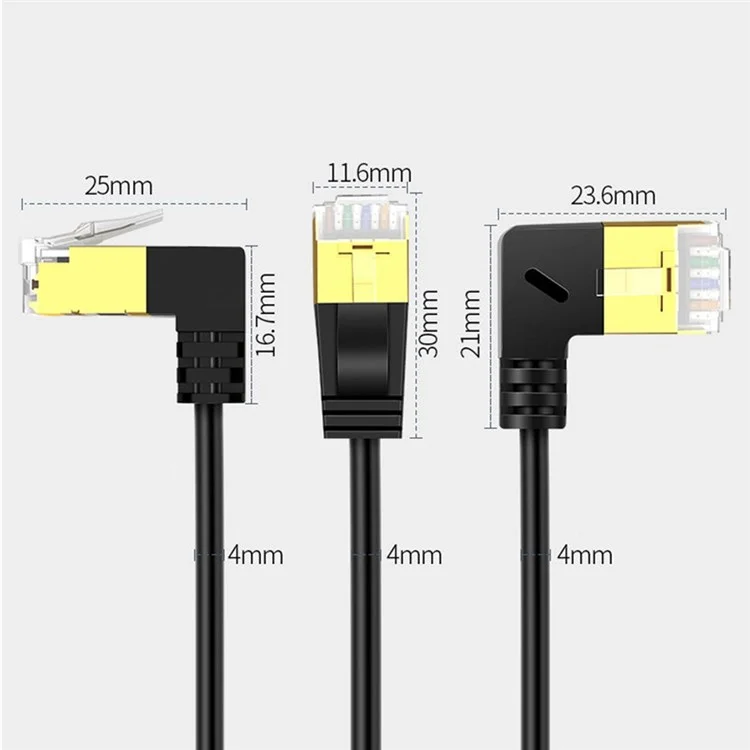 CABLECREATION CL0257 1m Elbow Design Cat7 Ethernet Cable Gigabit RJ45 LAN Cable 10Gbps Shielded Internet Network Patch Cord - Left Angle