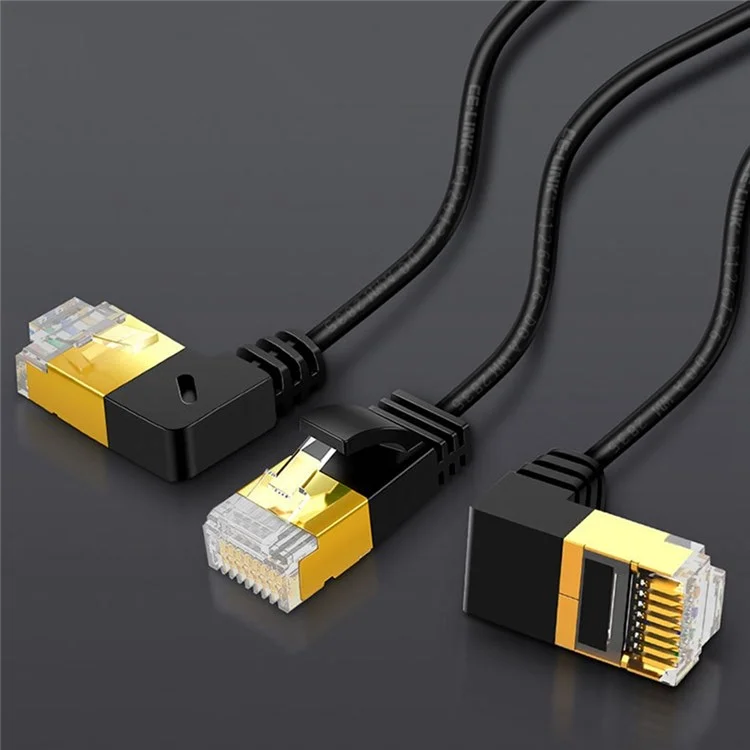CABLECREATION CL0257 1m Elbow Design Cat7 Ethernet Cable Gigabit RJ45 LAN Cable 10Gbps Shielded Internet Network Patch Cord - Left Angle
