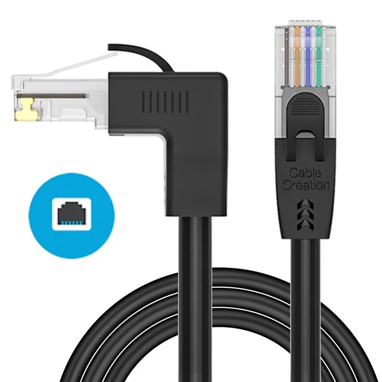 Cablecreation 3m Cat6 Ethernet Cabo de 90 Graus Gigabit LAN Cabo 10Gbps RJ45 Cordão de Patch de Rede de Rede de Internet - Ângulo Para Baixo