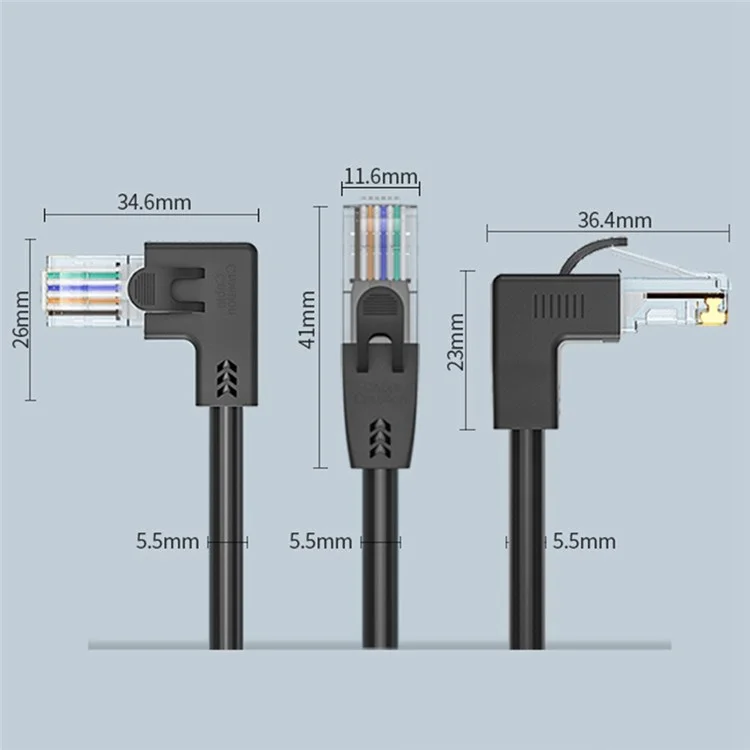 Cablecreation 3m Cat6 Câble Ethernet à 90 Degrés Gigabit LAN Cable 10 Gbps - Angle de Baisse