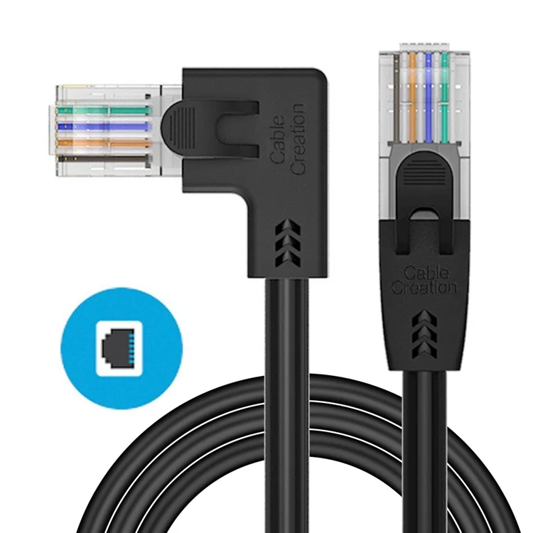 Cablecreation 3m Cat6 Cable Ethernet 90 Grados Gigabit LAN Cable 10 Gbps RJ45 Cable de Red de Red de Internet - Ángulo Izquierdo