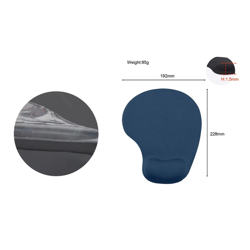 Ergonomic Memory Foam Wrist Support Mouse Pad Non-Slip Wrist Pain Relief Mousepad - Sapphire