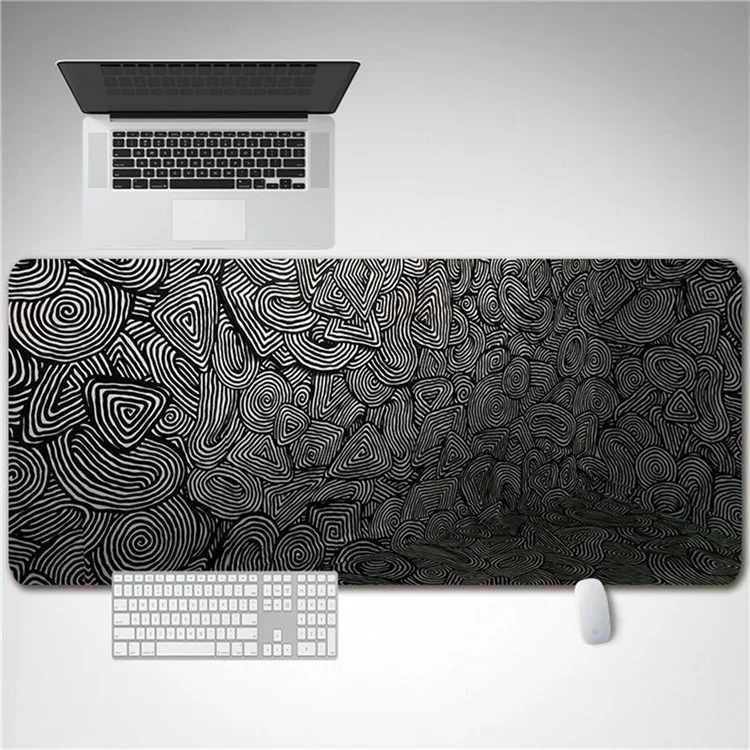 DLS-001 Minimalist Mouse Pad Desk Mat 800 x 300 x 2mm Non-Slip Rubber Gaming Mousepad, Black Edge - Style A