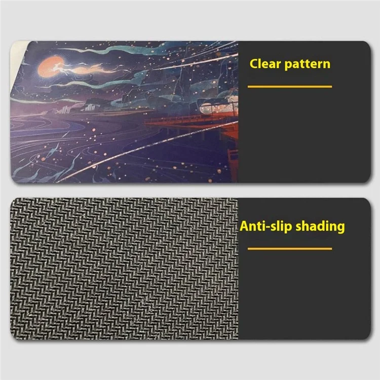 DLS-001 Minimalist Mouse Pad Desk Mat 800 x 300 x 2mm Non-Slip Rubber Gaming Mousepad, Black Edge - Style A