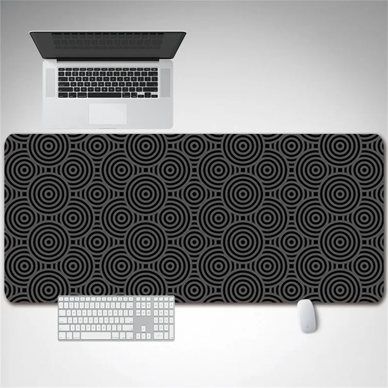 DLS-001 Minimalist Mouse Pad Desk Mat 800 x 300 x 2mm Non-Slip Rubber Gaming Mousepad, Black Edge - Style C