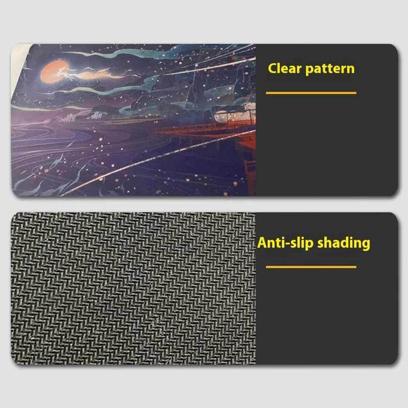DLS-001 Minimalist Mouse Pad Desk Mat 800 x 300 x 2mm Non-Slip Rubber Gaming Mousepad, Black Edge - Style C