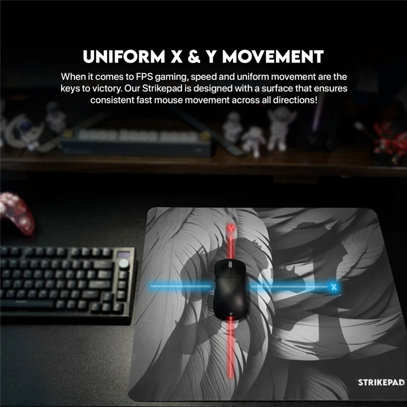 TEEVO STRIKEPAD MST491 Tapis de souris 490x420mm Surface de jeu Design holographique - Noir