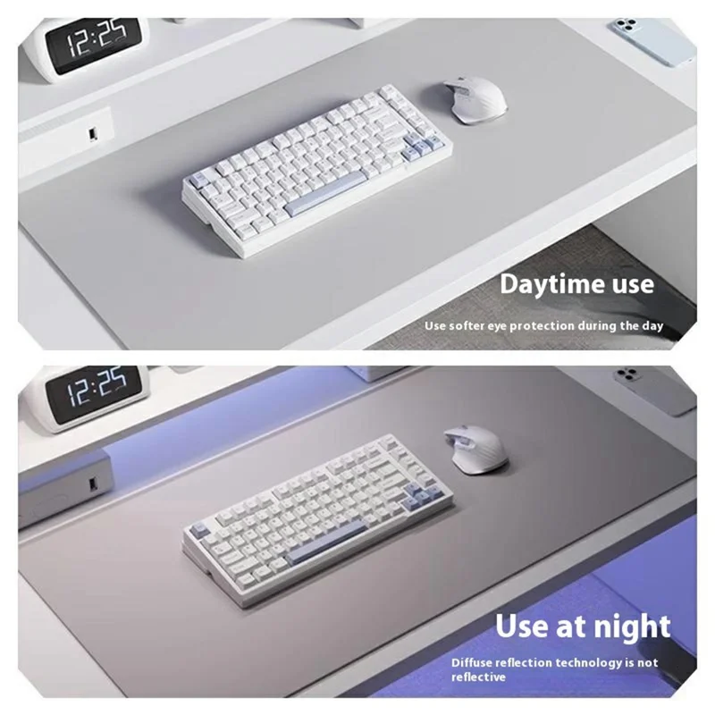 Tapete de Mouse de Couro PU de 40 x 90 cm à Prova d'Água e Resistente a Manchas para Casa/Escritório - Azul Marinho