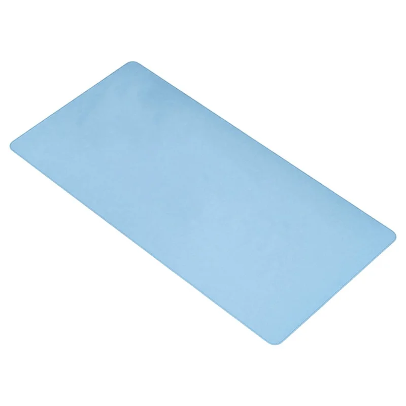 Double-Sided Leather Desk Pad 40 x 90cm Waterproof Mouse Pad for Office / Home with Leather Strap - Sky Blue