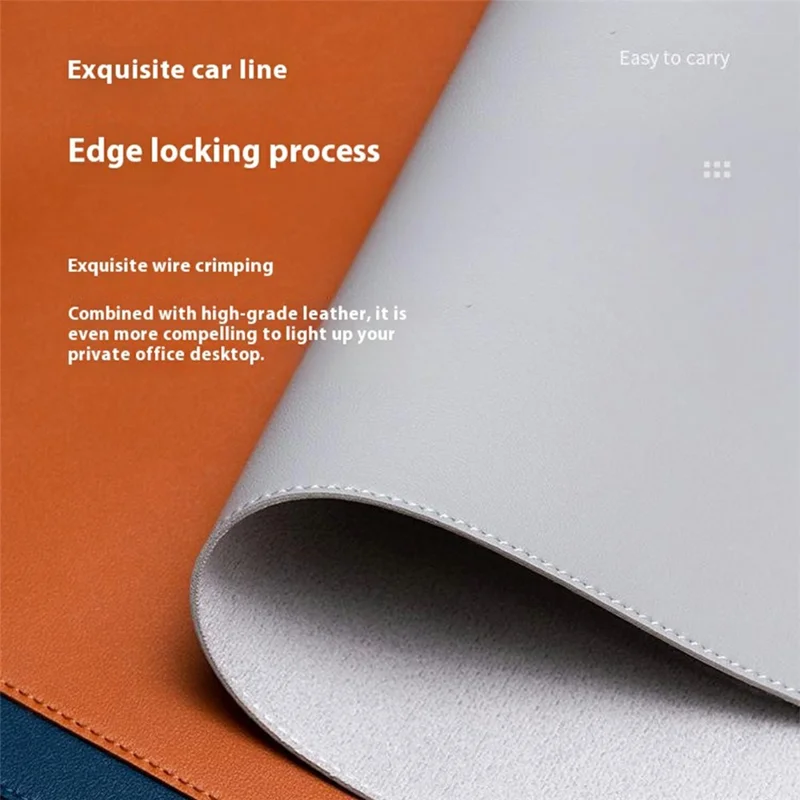 Double-Sided Leather Desk Pad 40 x 90cm Waterproof Mouse Pad for Office / Home with Leather Strap - Sky Blue