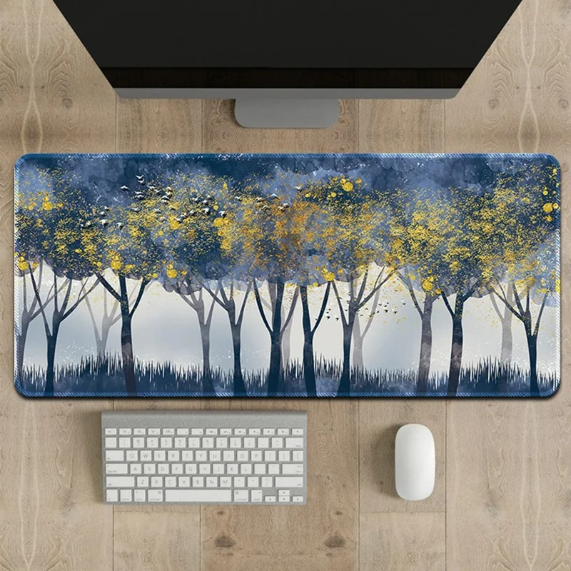 300 x 800 x 2mm Stitched Edge Mouse Pad Computer Desktop Rubber Mouse Mat Creative Pattern for Home / Office - Forest