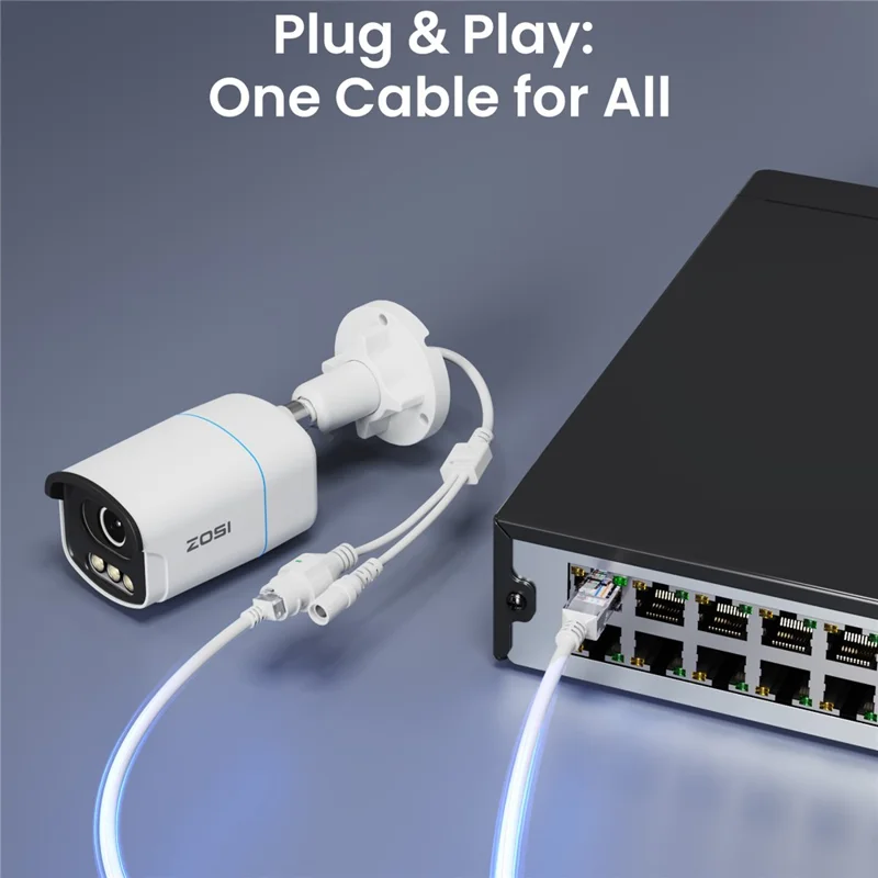 Câble Ethernet Cat5e ZOSI 60FT Câble réseau haute vitesse RJ45 Cordon 8 broches 1000Mbps 155Mhz