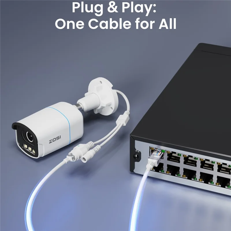 Câble Ethernet ZOSI Cat5e de 30 mètres, Haute Vitesse RJ45 pour Caméras de Sécurité PoE / Commutateurs