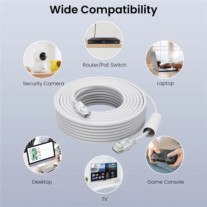 ZOSI Cat5e 150FT Ethernet-Kabel Hochgeschwindigkeits-Netzwerkkabel RJ45 für POE-Sicherheitskameras / POE-Switches / Router / Laptops