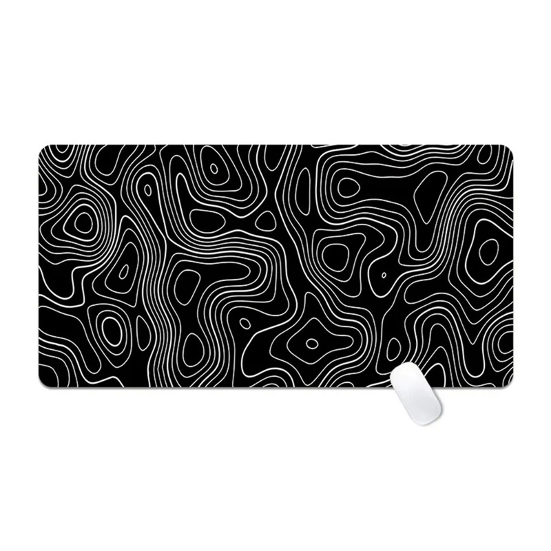 600x300x2mm Pattern Printed Mouse Pad Non Slip Rubber Bottom Large Gaming Mousepad - Black / Lines