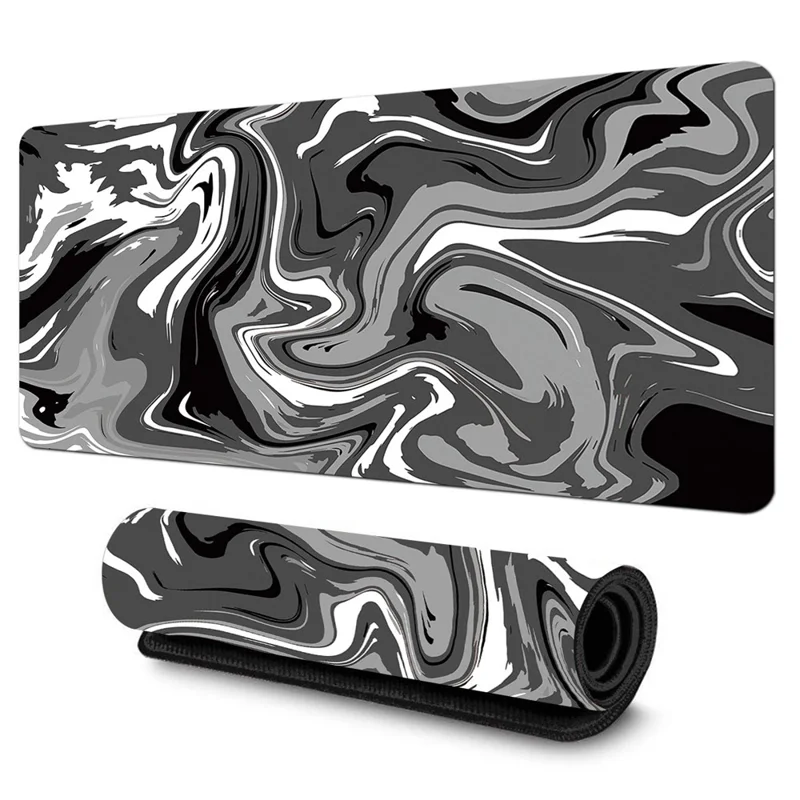 900x400x2mm Pattern Printed Mouse Pad Non Slip Rubber Bottom Large Gaming Mousepad - Grey Wave