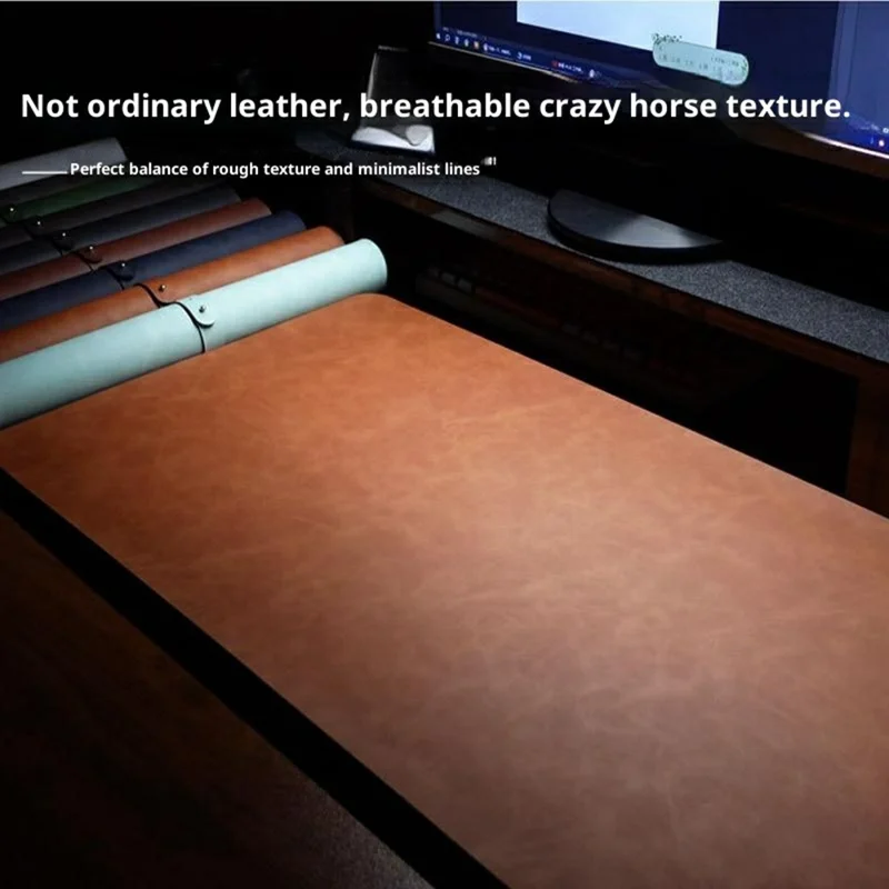 3 Stück / Set 80 x 40 cm Crazy Horse Textur Leder Mauspad Ergonomische Unterstützung Memory Foam Tastatur Handgelenkauflage Set - Schwarz