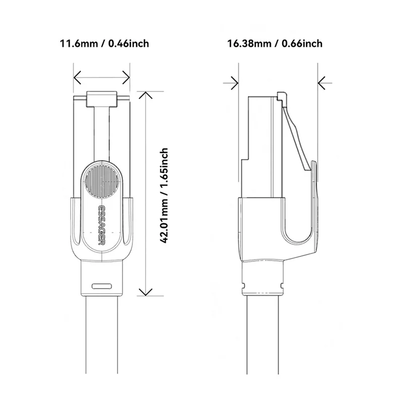ESSAGER EXCWXY-JH01-P PVC 0,5 m CAT8 Ethernet Flachkabel Büro 40 Gbps 2000 MHz Netzwerkkabel