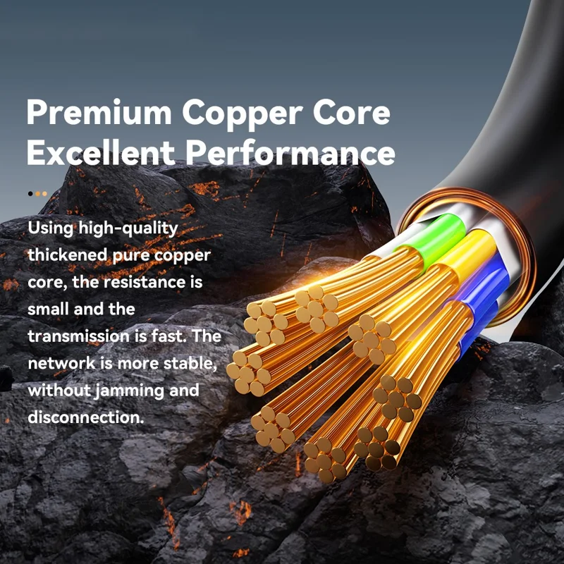 ESSAGER EXCWXY-JH01-P ПВХ 1м CAT8 Ethernet плоский кабель для домашнего офиса 40 Гбит/с 2000 МГц сетевой кабель